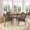 Flash Furniture Bordeaux French Bistro 31.5in. Tbl, Navy and White PE Rattan, Glass Top w/4 Stack Chairs - Natural SDA-AD641012-80-4001-NVYWH-NAT-GG - alternate 1